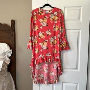 Ruffles & Mudpies floral high low tunic
